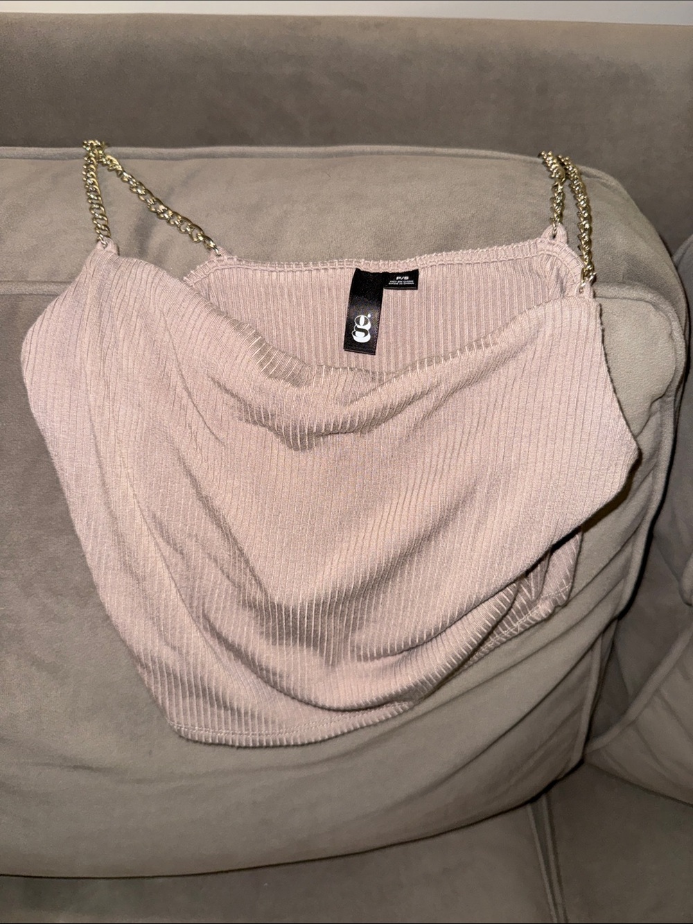 Garage Purple Grey Ribbed Crop Top with Chain Straps